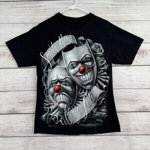 DGA Drama Lowrider Chicano Art T-Shirt Mens Medium Black Gray Red